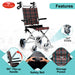 Wheelchair Features – 360° Rotating Wheels, Storage Pocket, Safety Belt, and 90° Flip-Up Handle for Comfort and Convenience
