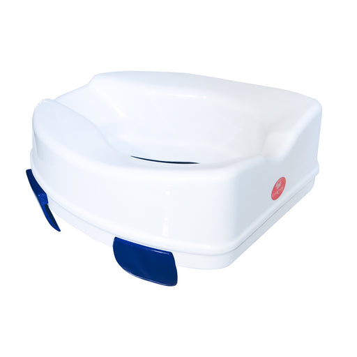 Side view of toilet height riser with 4 clamp lock