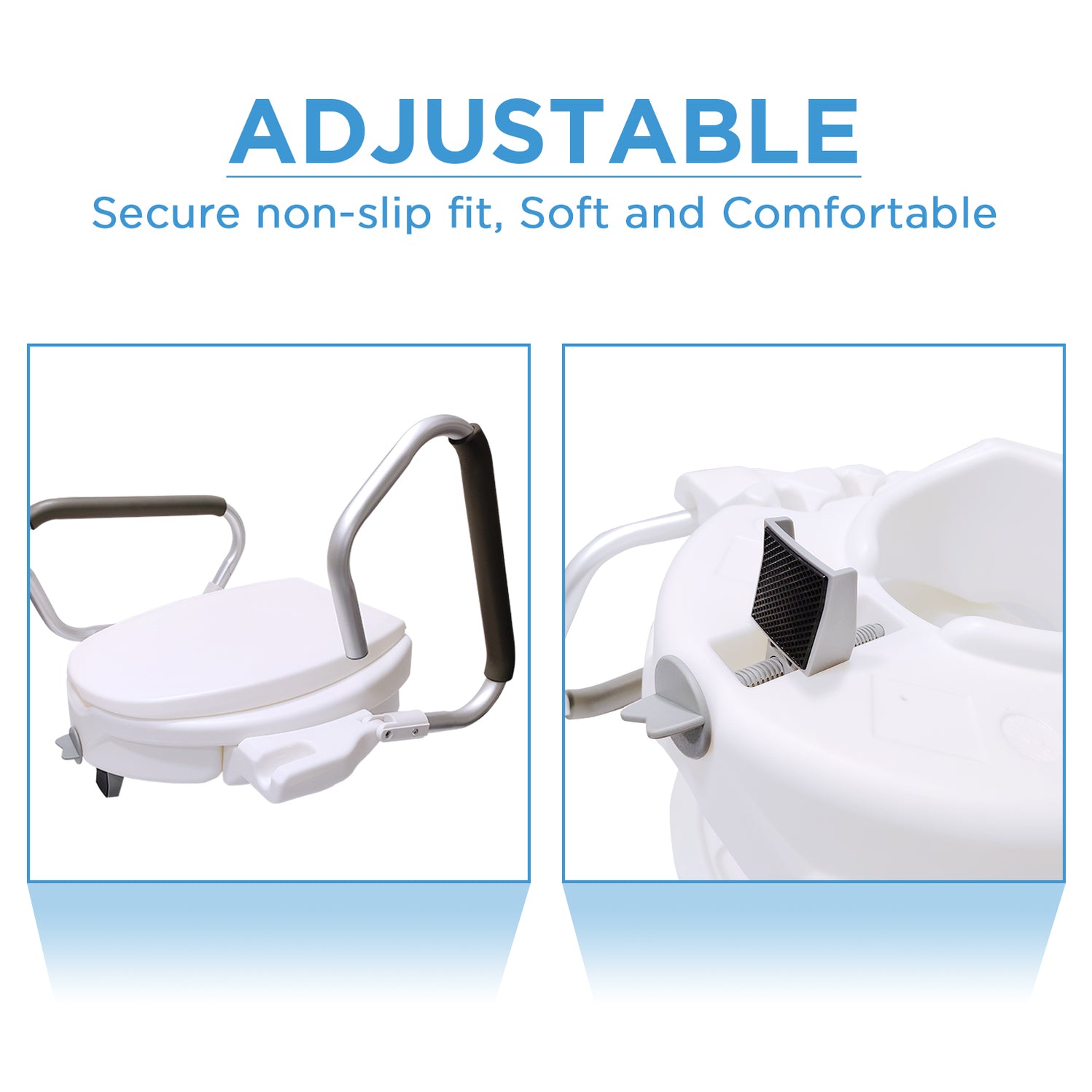EASYCARE Toilet Seat Raiser with Padded Handles | Commode Raiser ...