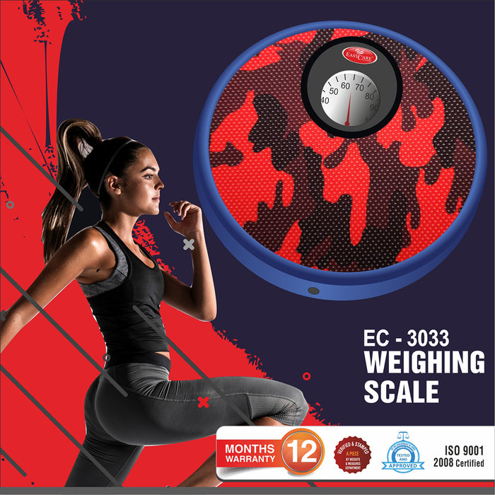 A woman exercising & Easycare Manual Weighing Scale in frame