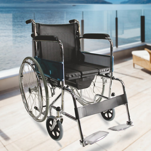 Standard Steel Wheelchair with Commode