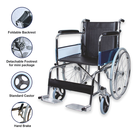 Features of Easycare Standard Steel Wheelchair
