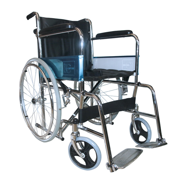 Side View of Steel Wheelchair with Footplates