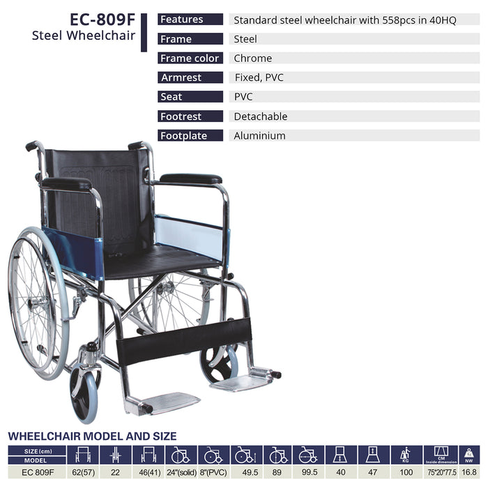 Features of Standard Steel Wheelchair