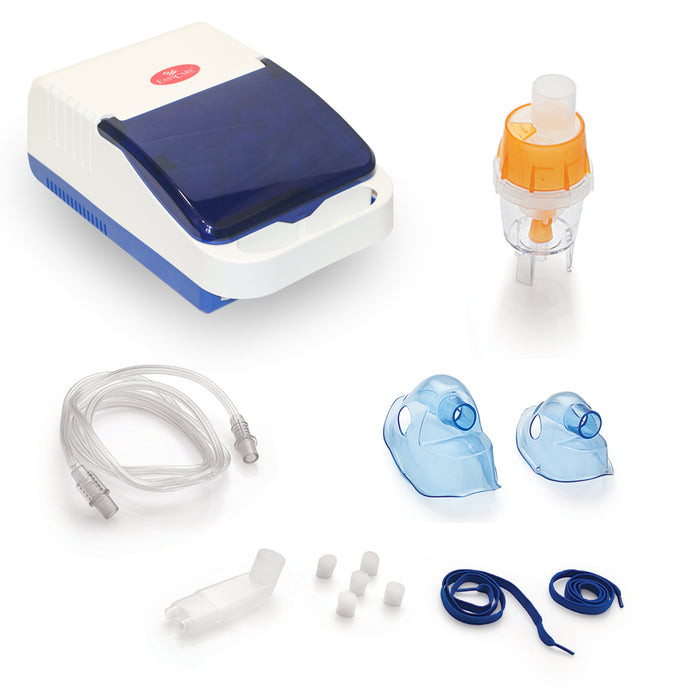 Easycare Nebulizer machine with Adult Mask, Child Mask, Mouthpiece, Medicine Chamber, Tubing, Filters & Earloops